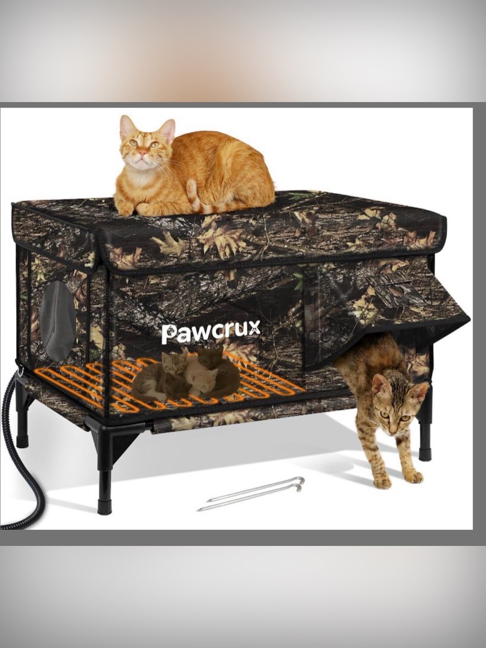 Camouflage Pawcrux Outdoor Heated Cat House In Winter